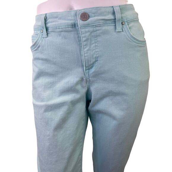 Bandolino Women's Mandie Capri Button Zip Side Slit Snap Spring Pastel Blue S 8 - Picture 5 of 16